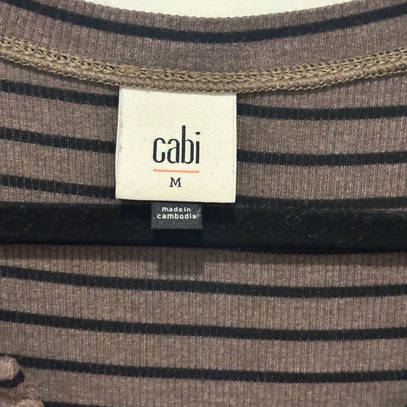 CAbi Black Heather Brown Striped Long Sleeve Simple Tee 4440 Size Medium VGUC - Picture 5 of 7